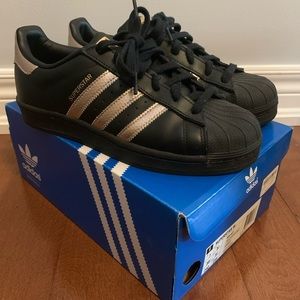 Gold on Black Adidas Superstar